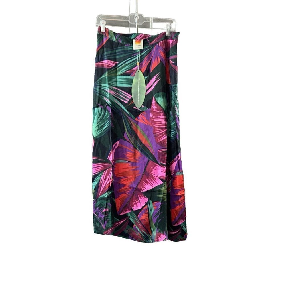 FARM RIO ANTHROPOLOGY Midnight Leaves Midi Skirt, Size Medium 8/10 - Picture 2 of 2